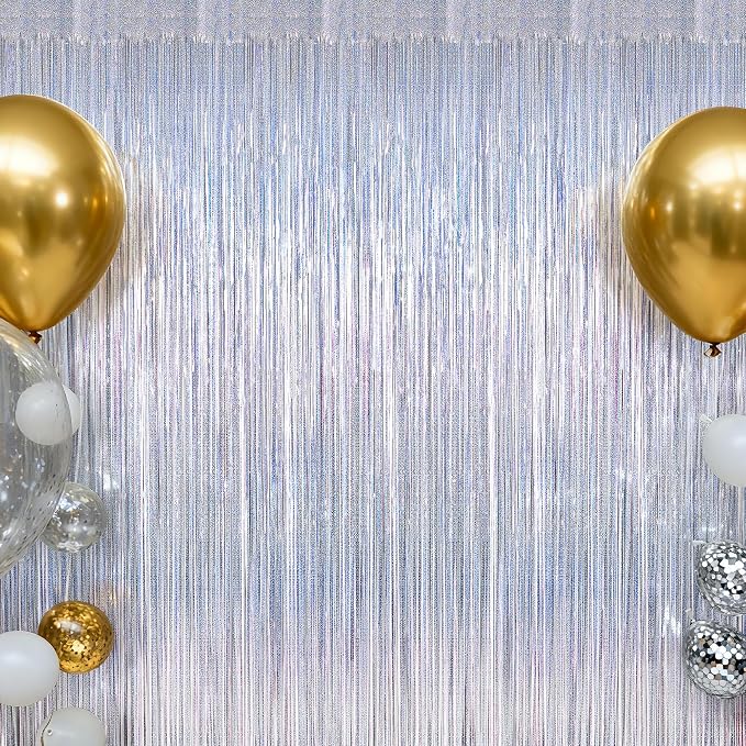 ZATAYE 8 Pack Glitter Silver New Years Eve Foil Curtain Decorations | Glitter - Image 7