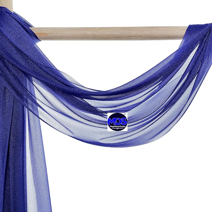 MDS Halloween Chiffon Draping Fabric - 2 Panel, 30" Wide x 20ft Long - Sheer Spooky Arbor & Canopy Drapery for Haunted House Backdrops, Party Ceilings, DIY Costumes & Themed Events - Royal Blue
