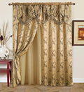 GLORY RUGS Jacquard Luxury Window 2 Panel Set Taupe Curtain by GLORYRUGS