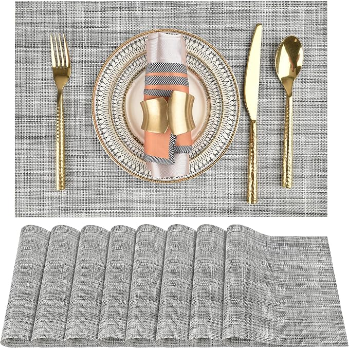 SLKQG Gray Placemats Set of 8 by SLKQG