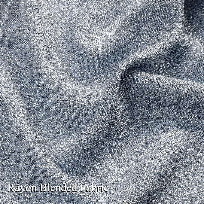 Vision Home Blue Pinch Pleated Semi Sheer Curtains Textured Light Filtering Window Curtains 102 inch for Living Room Bedroom Rayon Blend Chambray Blue Pinch Pleat Drapes with Hooks 2 Panels 40"Wx102"L
