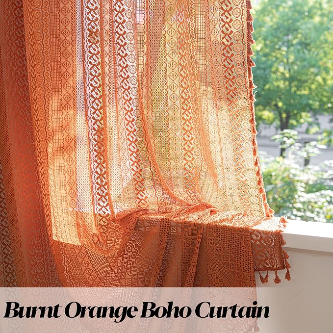 Sutuo Home Terracotta Boho Curtains - Image 3