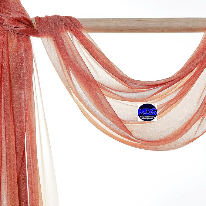 MDS Halloween Chiffon Draping Fabric - 2 Panel, 30" Wide x 75ft Long - Sheer Spooky Arbor & Canopy Drapery for Haunted House Backdrops, Party Ceilings, DIY Costumes & Themed Events - Terracotta