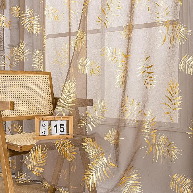 Sutuo Home Taupe Sheer Curtains 96 Inches Long 2 Panels Set, Window Treatment by SutuoHome