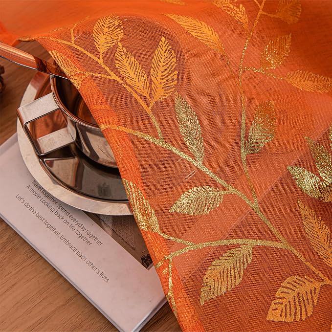 Sutuo Home Orange Sheer Curtains - Image 6