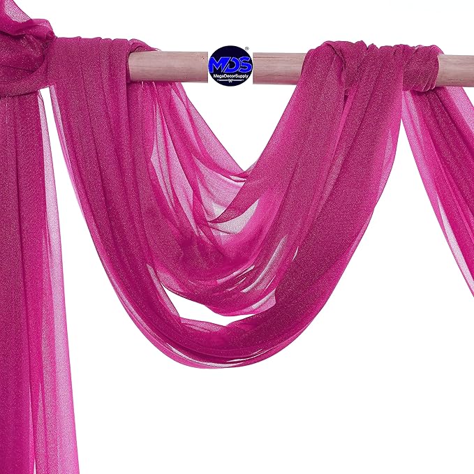 MDS Halloween Chiffon Draping Fabric - 1 Panel, 30" Wide x 30ft Long - Sheer Spooky Arbor & Canopy Drapery for Haunted House Backdrops, Party Ceilings, DIY Costumes & Themed Events - Magenta