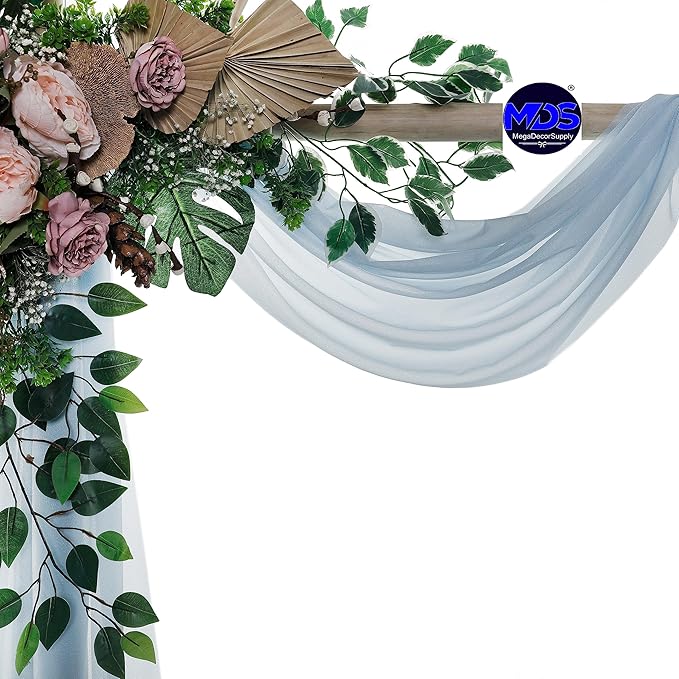 MDS Halloween Chiffon Draping Fabric - 1 Panel, 30" Wide x 40ft Long - Sheer Spooky Arbor & Canopy Drapery for Haunted House Backdrops, Party Ceilings, DIY Costumes & Themed Events - Baby Blue