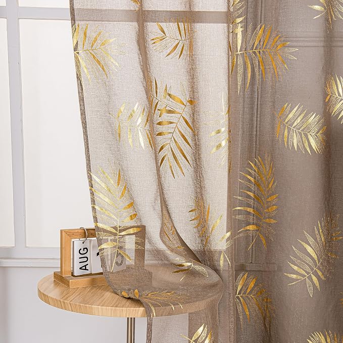 Sutuo Home Taupe Sheer Curtains 96 Inches Long 2 Panels Set, Window Treatment - Image 5
