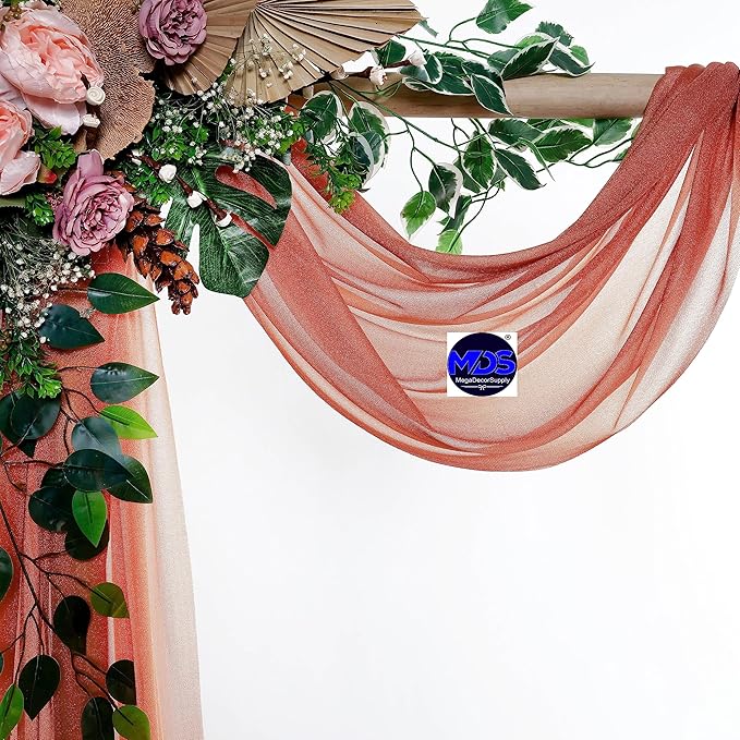 MDS Halloween Chiffon Draping Fabric - 1 Panel, 30" Wide x 100ft Long - Sheer Spooky Arbor & Canopy Drapery for Haunted House Backdrops, Party Ceilings, DIY Costumes & Themed Events - Terracotta