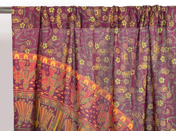 Popular Handicrafts Maroon Hippie Mandala Curtains 100 Inch Length - Image 3