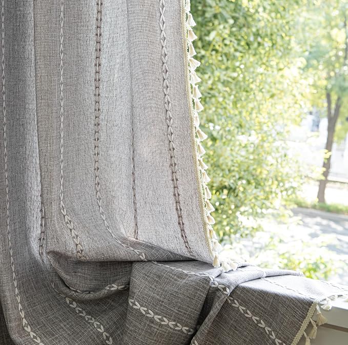Sutuo Home Boho Curtains for Kitchen Bedroom Dining Room, Linen Farmhouse - Image 7