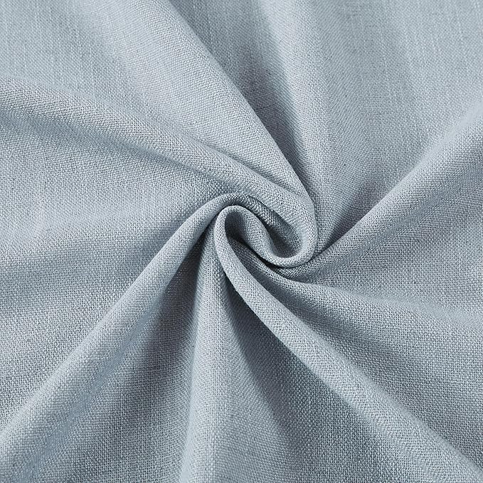 Vision Home Blue Pinch Pleated Semi Sheer Curtains Linen Blended Light Filtering Window Curtains 90 inch for Living Room Bedroom Pinch Pleat Drapes with Hooks 2 Panels 40" Wx90 L,Blueish Gray