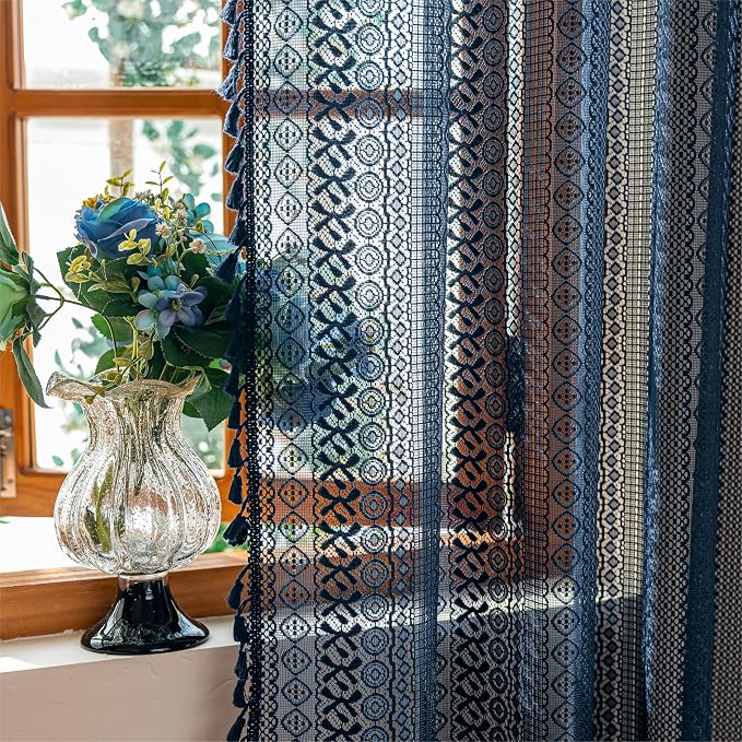 Sutuo Home Sheer Boho Curtains for Dining Room Bedroom, Window Lace Curtains - Image 4