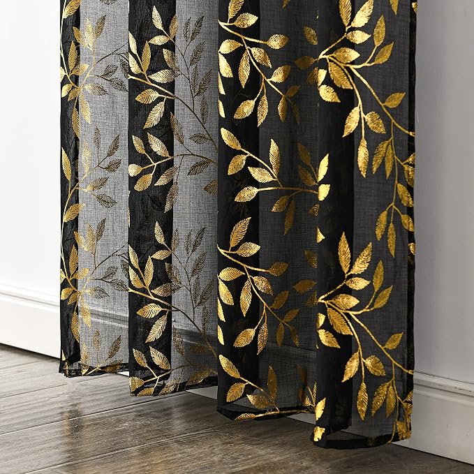 Sutuo Home Black Sheer Curtains 63 Inch Length 2 Panels Set, Privacy Window - Image 5