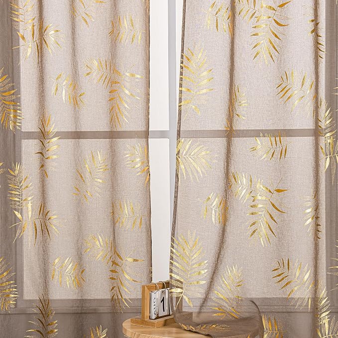 Sutuo Home Taupe Sheer Curtains 84 Inches Long 2 Panels Set, Privacy Voile - Image 4
