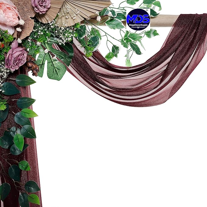 MDS Halloween Chiffon Draping Fabric - 2 Panel, 30" Wide x 20ft Long - Sheer Spooky Arbor & Canopy Drapery for Haunted House Backdrops, Party Ceilings, DIY Costumes & Themed Events - Burgundy