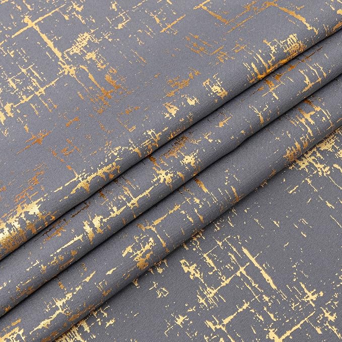 Taisier Home Gold Foil Print Linen Textured Curtains Geometric Dots Pattern - Image 6