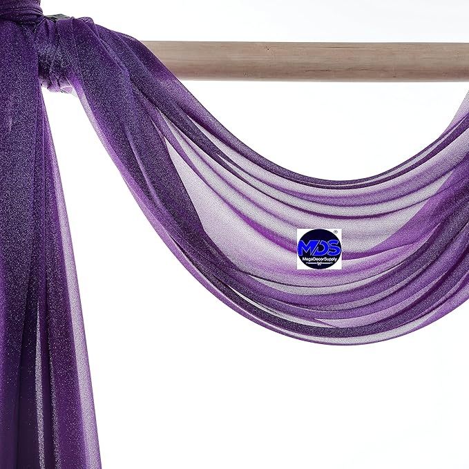 MDS Halloween Chiffon Draping Fabric - 1 Panel, 30" Wide x 20ft Long - Sheer Spooky Arbor & Canopy Drapery for Haunted House Backdrops, Party Ceilings, DIY Costumes & Themed Events - Cadbury Purple