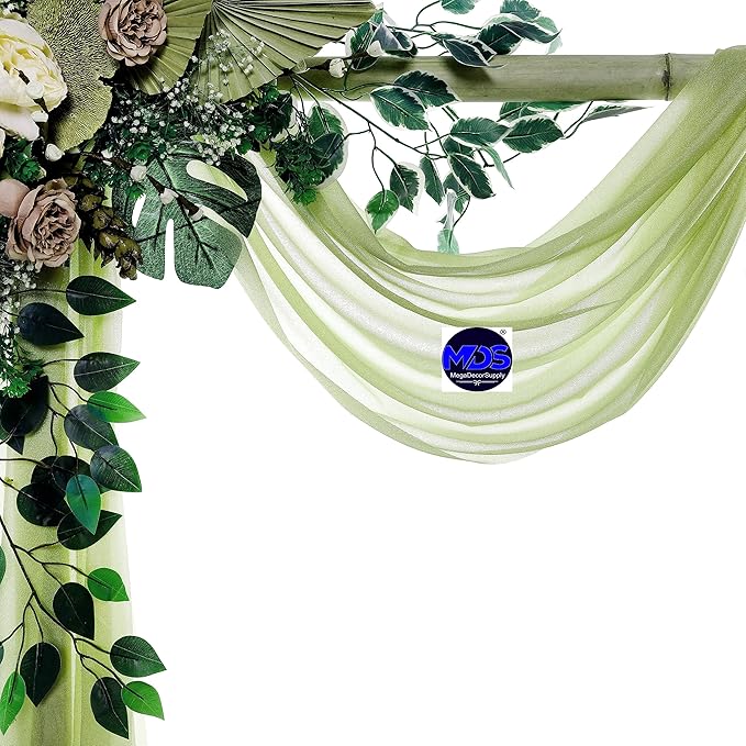 MDS Halloween Chiffon Draping Fabric - 2 Panel, 30" Wide x 30ft Long - Sheer Spooky Arbor & Canopy Drapery for Haunted House Backdrops, Party Ceilings, DIY Costumes & Themed Events - Sage Green
