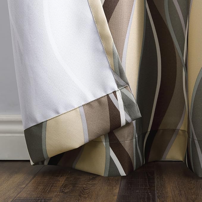 No. 918 Intersect 2-Pack Ogee Print Semi-Sheer Grommet Curtain Panel Pair - Image 3