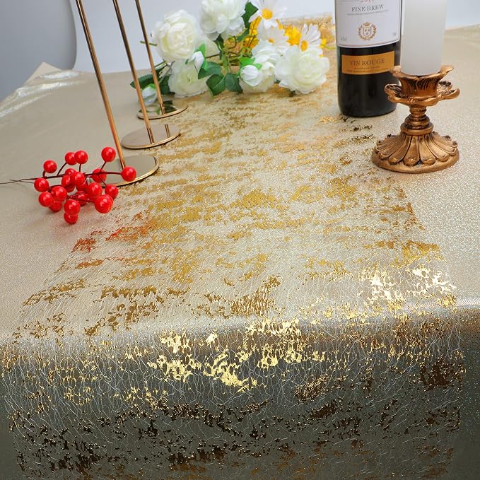 Snowkingdom Glitter Metallic Gold Table Runner 11"x108" Thin Mesh Sparkle - Image 4