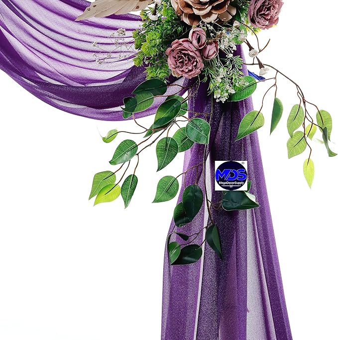 MDS Halloween Chiffon Draping Fabric - 1 Panel, 30" Wide x 75ft Long - Sheer Spooky Arbor & Canopy Drapery for Haunted House Backdrops, Party Ceilings, DIY Costumes & Themed Events - Cadbury Purple