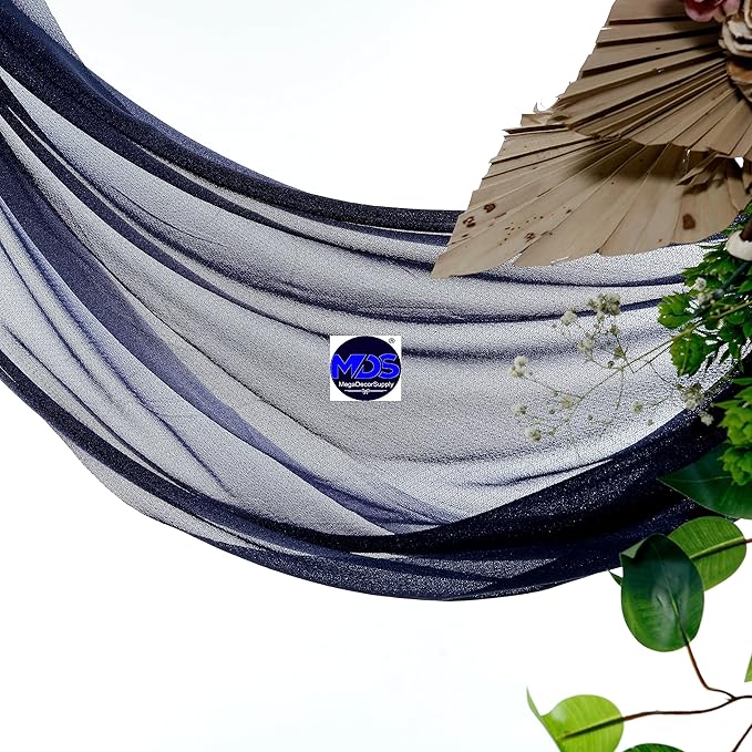 MDS Halloween Chiffon Draping Fabric - 1 Panel, 30" Wide x 100ft Long - Sheer Spooky Arbor & Canopy Drapery for Haunted House Backdrops, Party Ceilings, DIY Costumes & Themed Events - Navy Blue