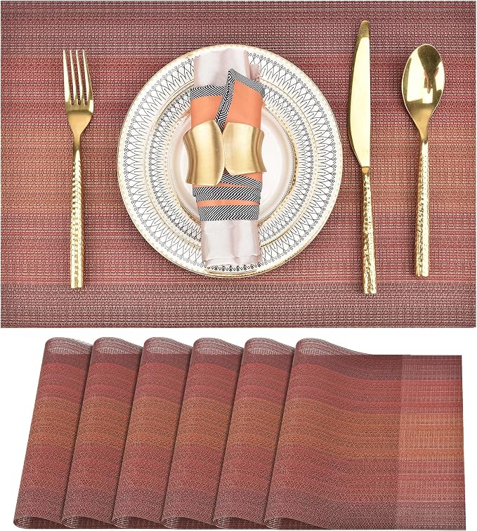 SLKQG Red Placemats Set of 6 by SLKQG