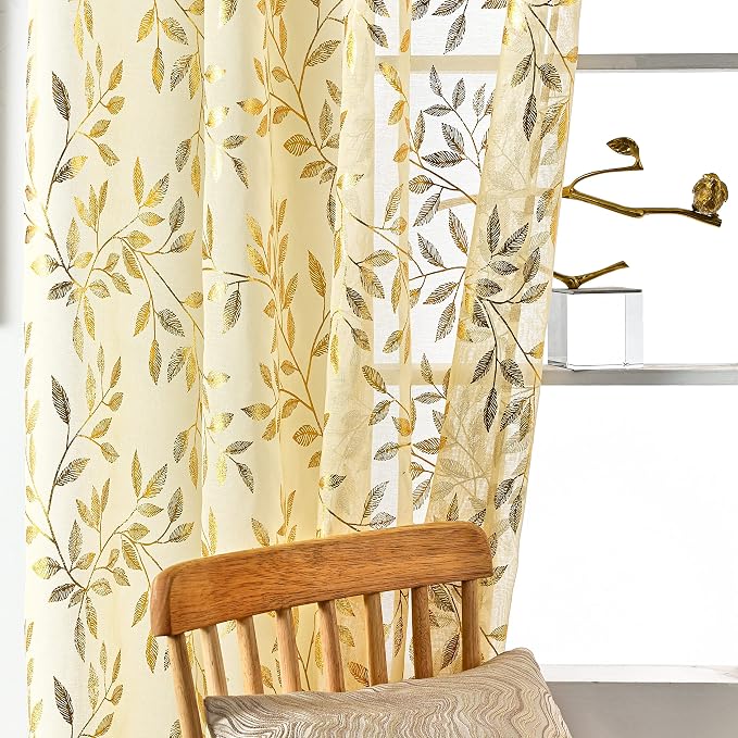 Sutuo Home Beige Sheer Curtains 96 Inches Long 2 Panels Set, Privacy Window - Image 4