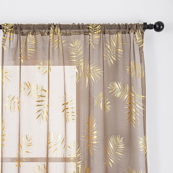 Sutuo Home Taupe Sheer Curtains 84 Inches Long 2 Panels Set, Privacy Voile - Image 3