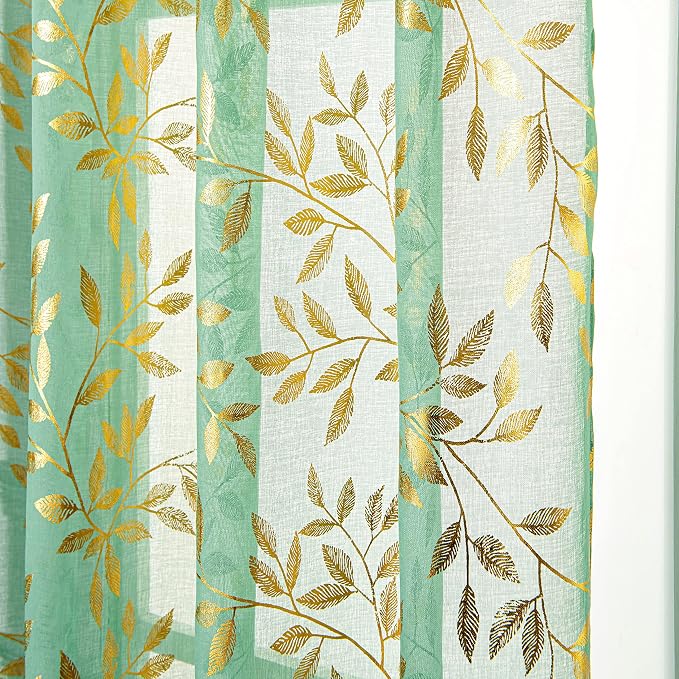 Sutuo Home Green Sheer Curtains 72 Inch Length 2 Panels Set, Privacy Voile - Image 5