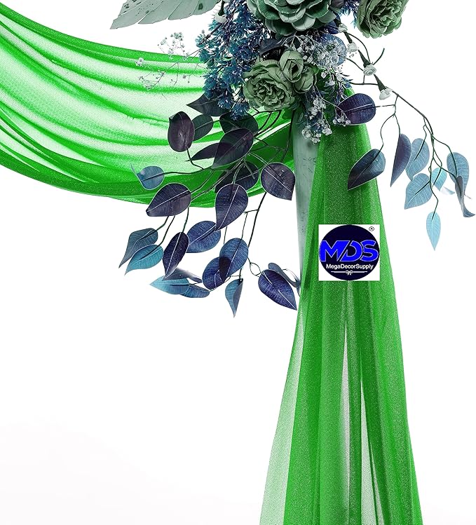 MDS Halloween Chiffon Draping Fabric - 2 Panel, 30" Wide x 50ft Long - Sheer Spooky Arbor & Canopy Drapery for Haunted House Backdrops, Party Ceilings, DIY Costumes & Themed Events - Green