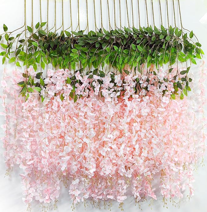 Wisteria Hanging Flowers 12 Pack Artificial Flowers Fake Wisteria Vine Rattan - Image 7