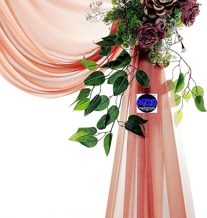 MDS Halloween Chiffon Draping Fabric - 1 Panel, 30" Wide x 20ft Long - Sheer Spooky Arbor & Canopy Drapery for Haunted House Backdrops, Party Ceilings, DIY Costumes & Themed Events - Terracotta