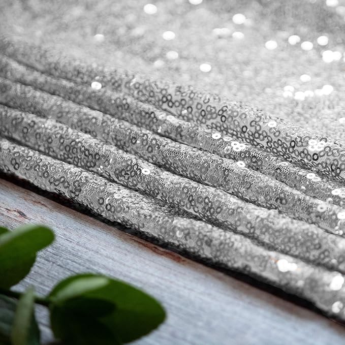 JYFLZQ Silver Sequin Backdrop Curtains 6ft x 8ft 1 Panel Glitter Photo Booth - Image 8