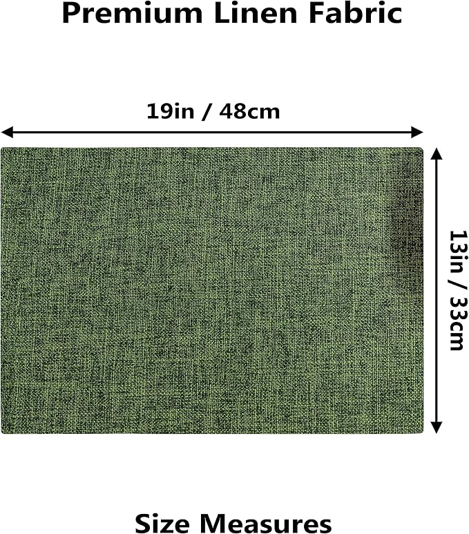 Demetex Green Placemats Set of 6 Vintage Cloth Textured Place Mats Stain - Image 2
