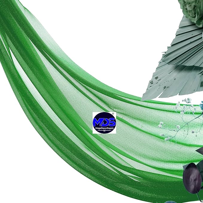 MDS Halloween Chiffon Draping Fabric - 1 Panel, 30" Wide x 30ft Long - Sheer Spooky Arbor & Canopy Drapery for Haunted House Backdrops, Party Ceilings, DIY Costumes & Themed Events - Green