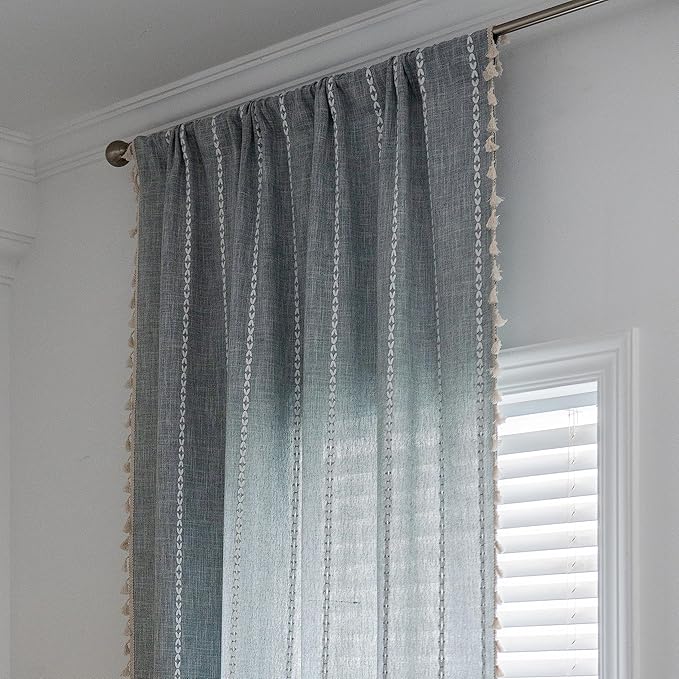 Sutuo Home Boho Curtains for Bedroom Dining Room Kitchen, Semi Blackout Linen - Image 3