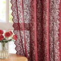 Bujasso Burgundy Red Lace Sheer Curtains by Bujasso