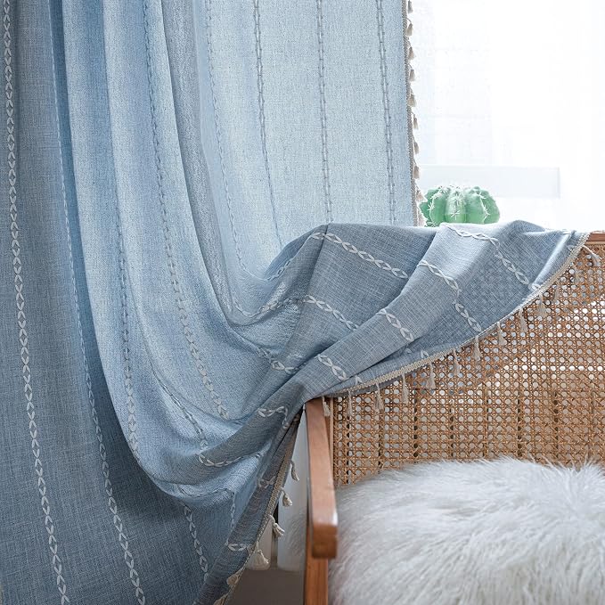 Sutuo Home Boho Curtain for Bedroom 96 Inches Long, Light Filtering Farmhouse - Image 3