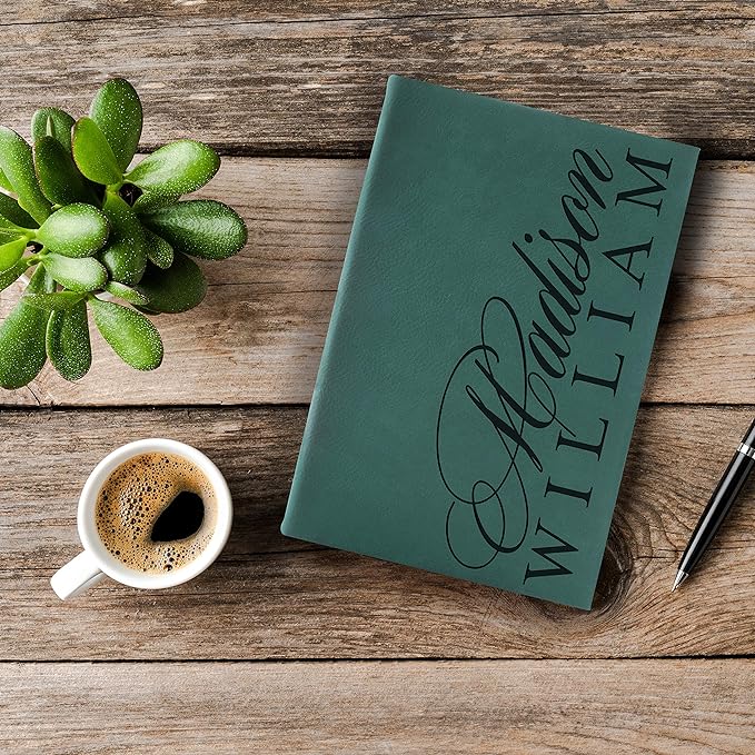 Personal Leather Journal Notebooks | 12 Design, 9 Color - Blue | Journal for Women, Men - Custom Notebook to Write in - Diary for Girls, Women - Personalized Gift Idea for Girl, Boy, Mom and Dad