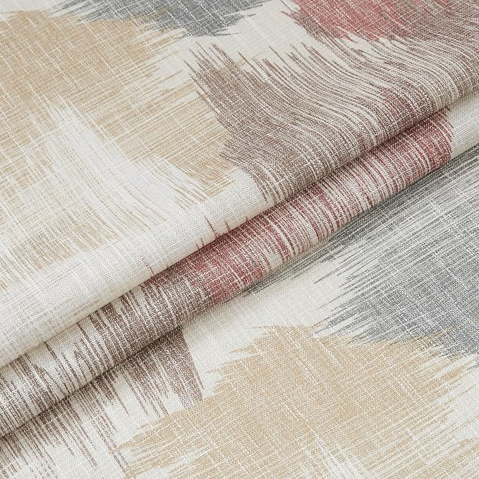 Kayne Studio Red Brown Boho Geo Rod Pocket Semi Sheer Curtains 63 Inch Long | - Image 5