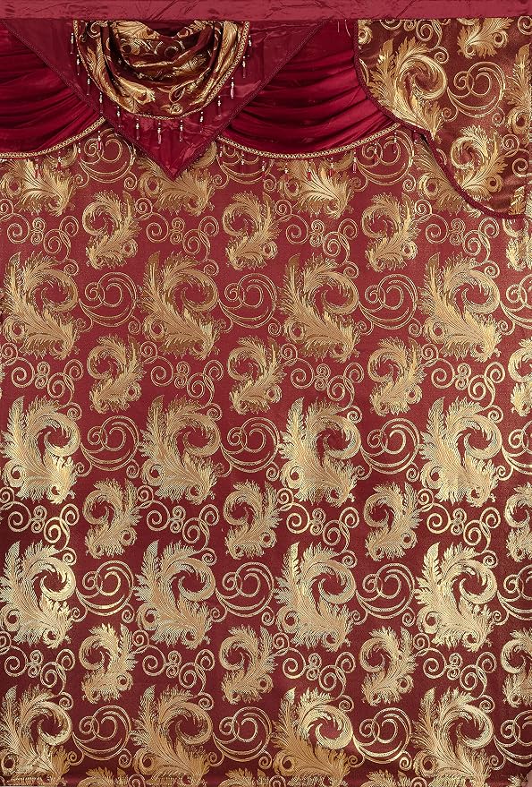 GLORY RUGS Jacquard Luxury Window 2 Panel Set Burgundy Gold Curtain - Image 7
