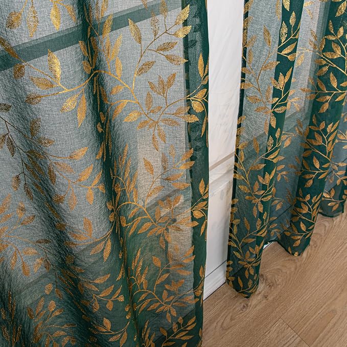 Sutuo Home Dark Green Sheer Curtains 84 Inch Length 2 Panels Set, Privacy - Image 7