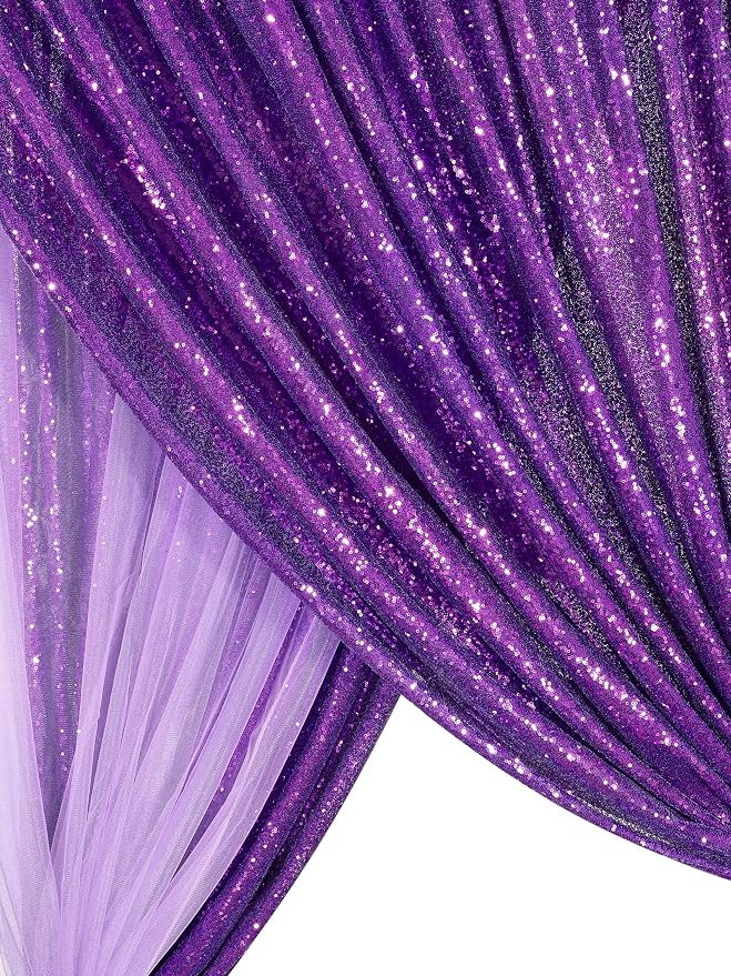 Purple Sequin Backdrop 8ft x 8ft Glitter Party Backdrop Curtains | Glitter - Image 5