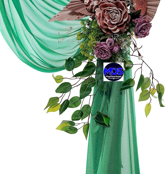 MDS Halloween Chiffon Draping Fabric - 1 Panel, 30" Wide x 75ft Long - Sheer Spooky Arbor & Canopy Drapery for Haunted House Backdrops, Party Ceilings, DIY Costumes & Themed Events - Emerald Green