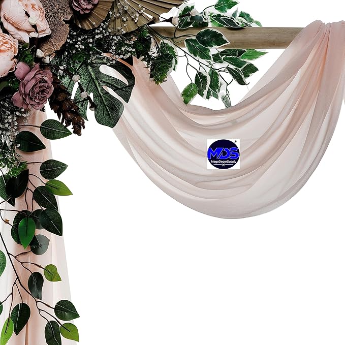 MDS Halloween Chiffon Draping Fabric - 2 Panel, 30" Wide x 75ft Long - Sheer Spooky Arbor & Canopy Drapery for Haunted House Backdrops, Party Ceilings, DIY Costumes & Themed Events - Nude