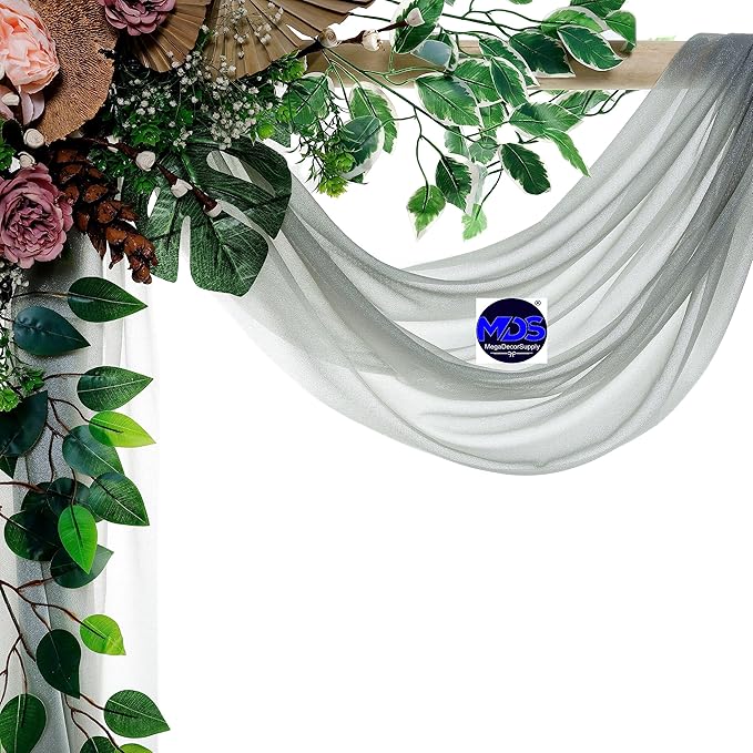 MDS Halloween Chiffon Draping Fabric - 1 Panel, 30" Wide x 100ft Long - Sheer Spooky Arbor & Canopy Drapery for Haunted House Backdrops, Party Ceilings, DIY Costumes & Themed Events - Gray