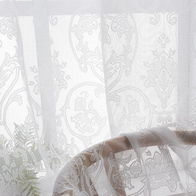 Treatmentex Lace Sheer Curtains Vintage Damask Knitted European Floral Damask - Image 4