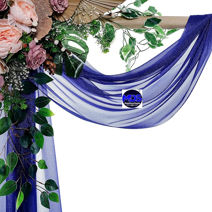 MDS Halloween Chiffon Draping Fabric - 2 Panel, 30" Wide x 50ft Long - Sheer Spooky Arbor & Canopy Drapery for Haunted House Backdrops, Party Ceilings, DIY Costumes & Themed Events - Royal Blue